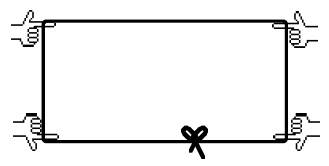 Horizontal rectangle with each vertex showing a finger holding out the corners.